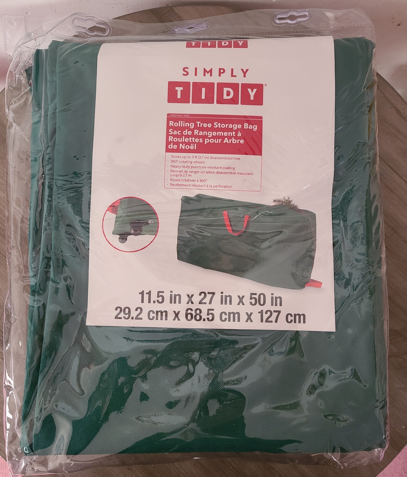SIMPLY TIDY ROLLING WHEELS TREE STORAGE BAG 11.5 in x 27 in x 50 in Brand New