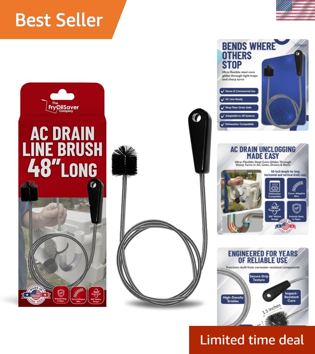 48″ Flexible Tube Brush – Long Pipe Snake for Sink – AC Condensate Line Clean…