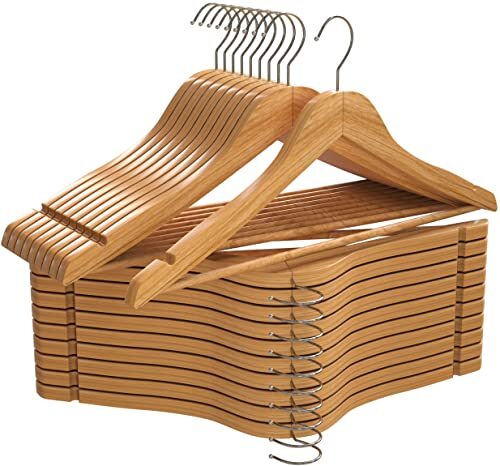 20 Pack Premium Wooden 17.5″ Hangers Durable & Slim Coat Hangers w/Rotating Hook