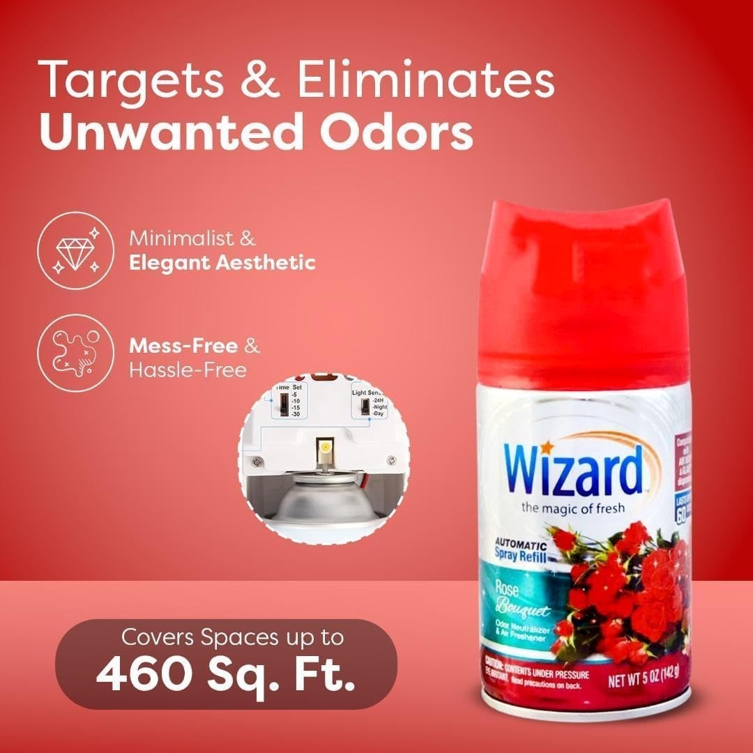 3 WIZARD AUTOMATIC SPRAY REFILLS – 5 oz ROSE BOUQUET