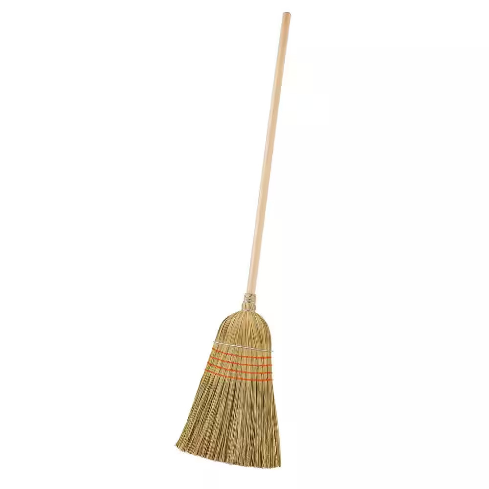 Giant Commercial Corn Broom 15 Inch Sweeping Width Heavy Duty Use Straw Cleaning