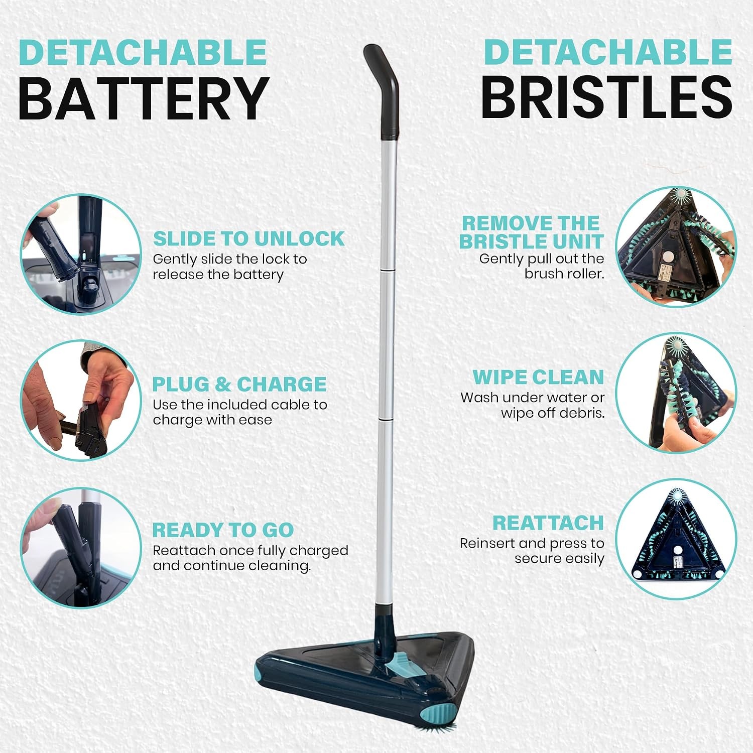 Zippi Sweeper Max- Powerful and Lightweight Sweeper, Perfect for Carpet Hardw…