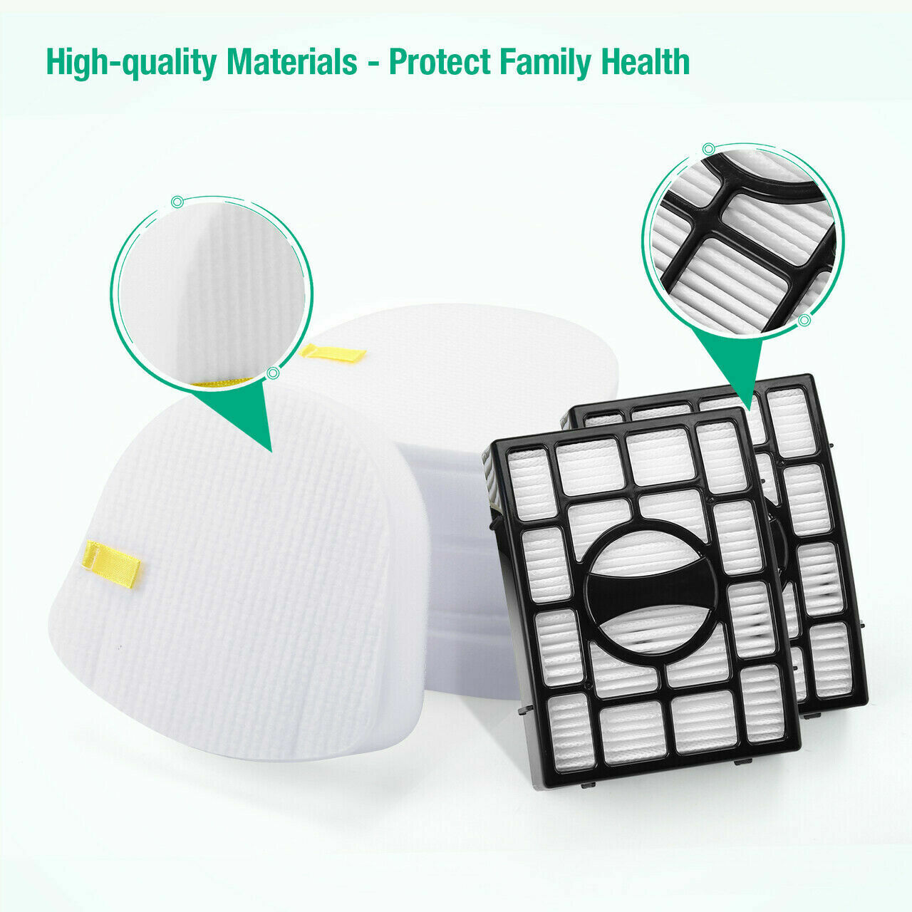 2 Foams and 2 Felt Filters and 2 HEPA Replacement Filter For Shark Vacuum ZU560