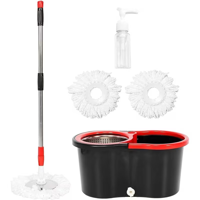 360° Spin Mop and Bucket with Wringer Set Spinning Mop System 4 Mop Refill