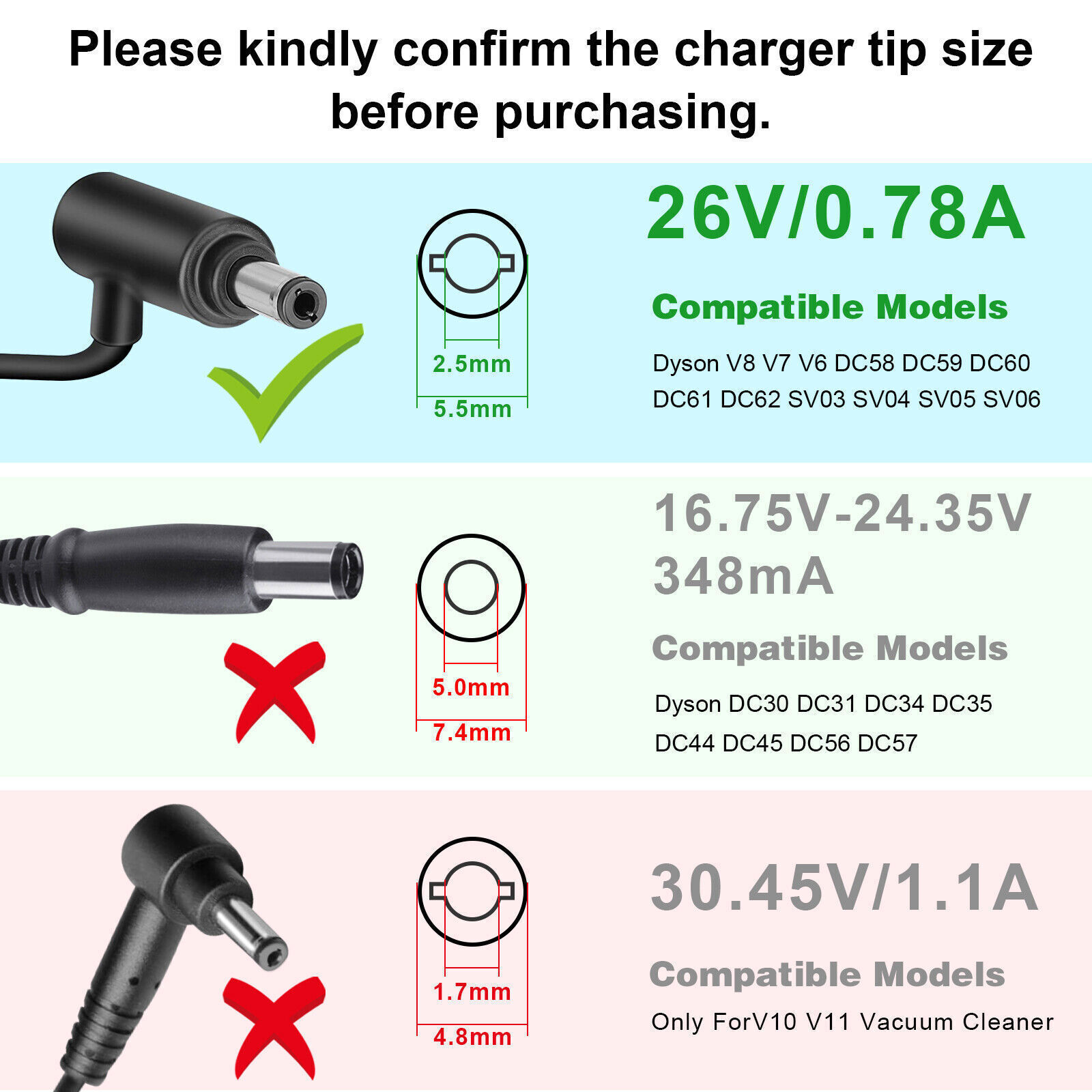 26V AC Power Adapter Charger For Dyson V6 V7 V8 DC58 DC59 DC61 DC62 SV03 Vacuum