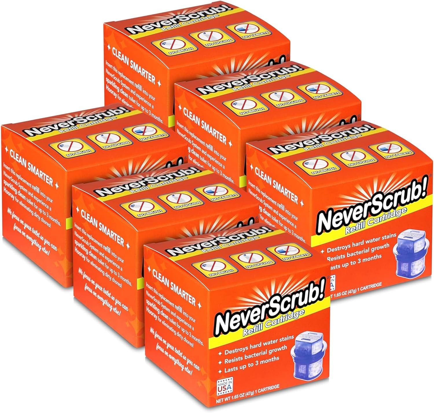 Self Cleaning Toilet Cartridge 1.65oz 6-Pack Lasts 3-5 Months Continuous