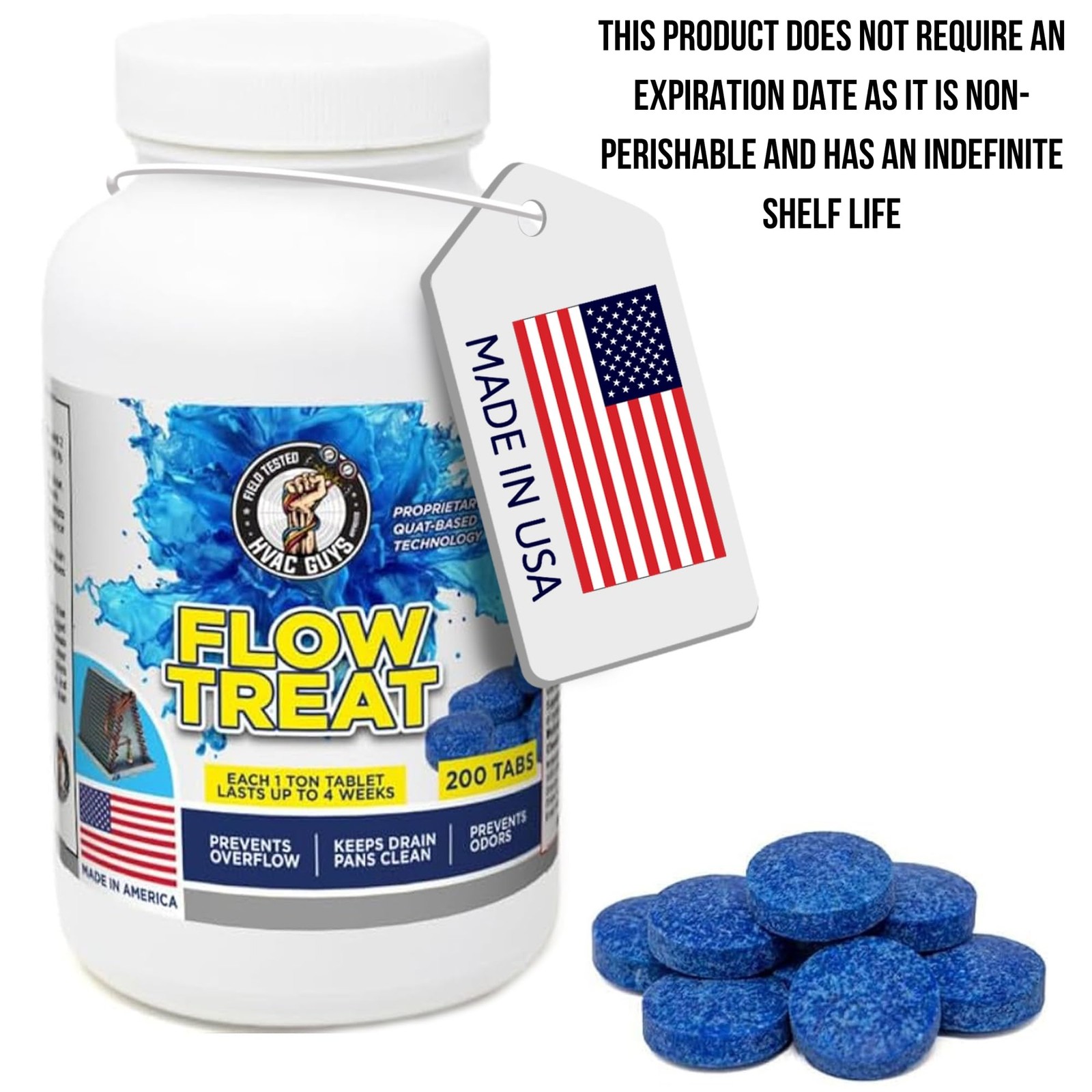 200 Tablets Flow Treat AC Drain Line Cleaner Prevents Odors Pan Clean Overflow