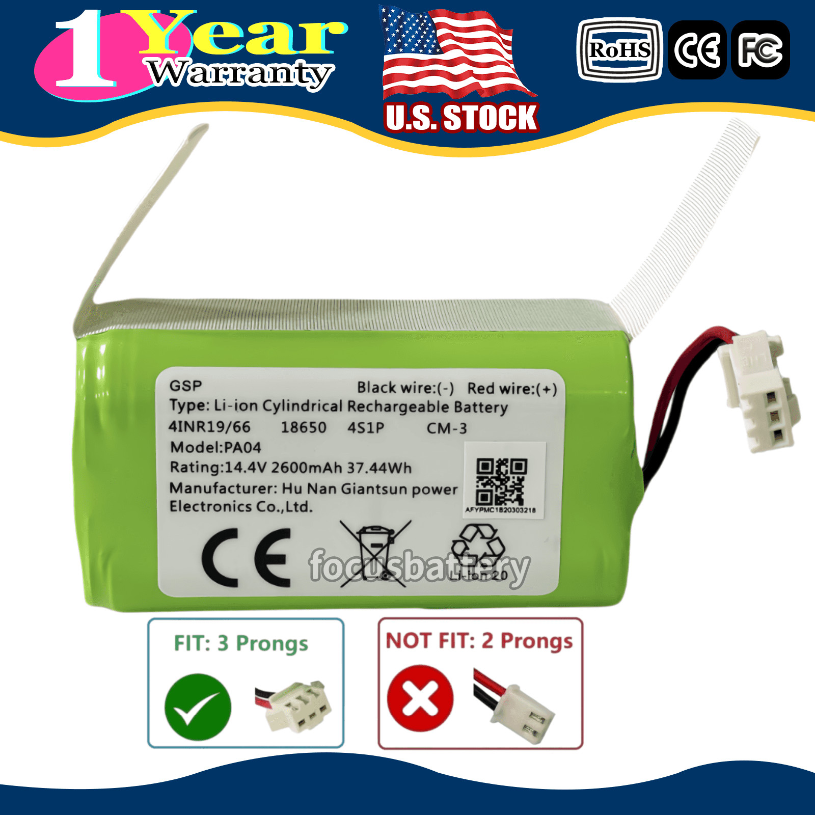 OEM PA04 Battery For CMICR18650F8M7-4S1P BFG-WSQ ICR18650-26J-4S1P H18650CH-4S1P
