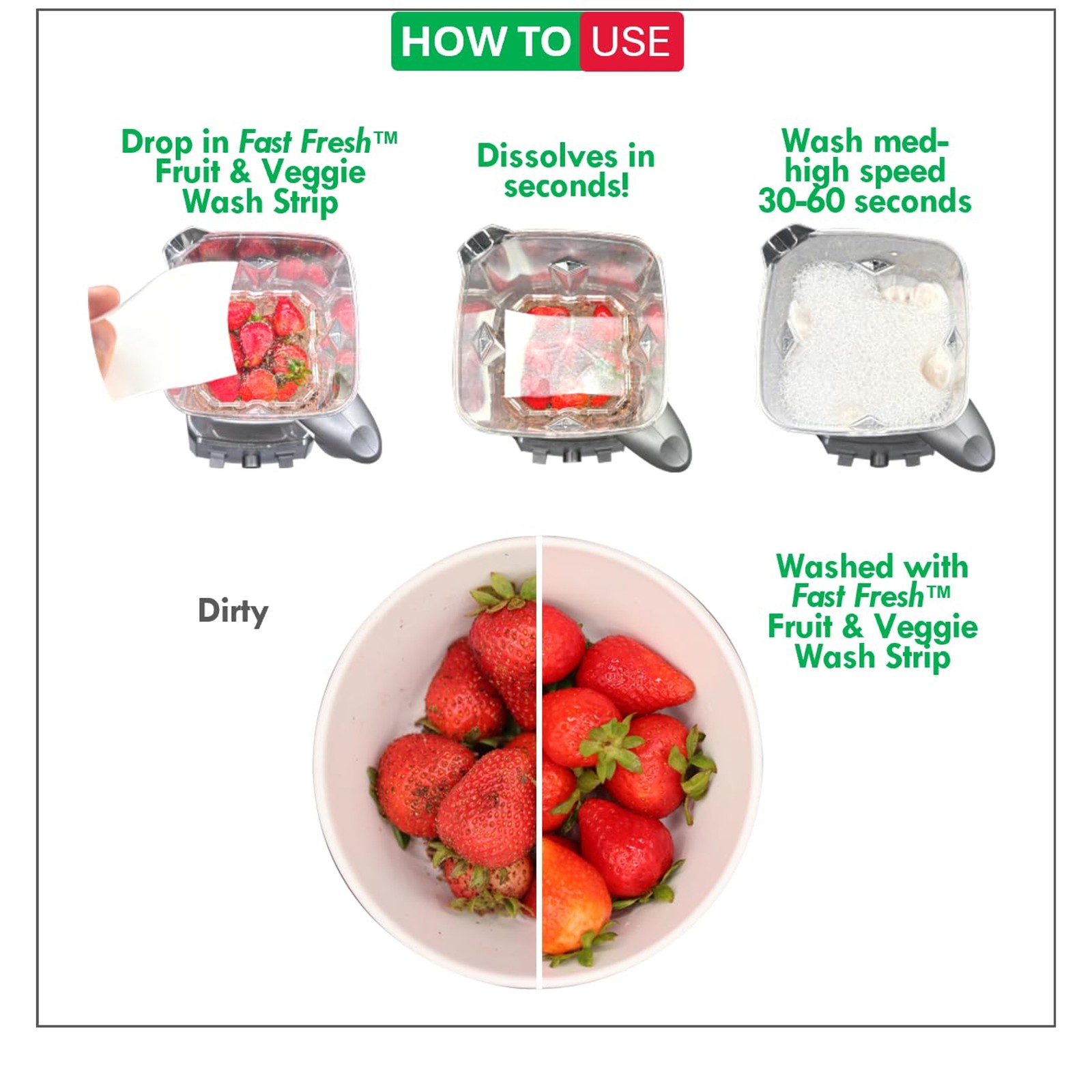 Fruit and Vegetable Wash Strips | Plant-Based, Food-Safe Produce Cleaner | Disso