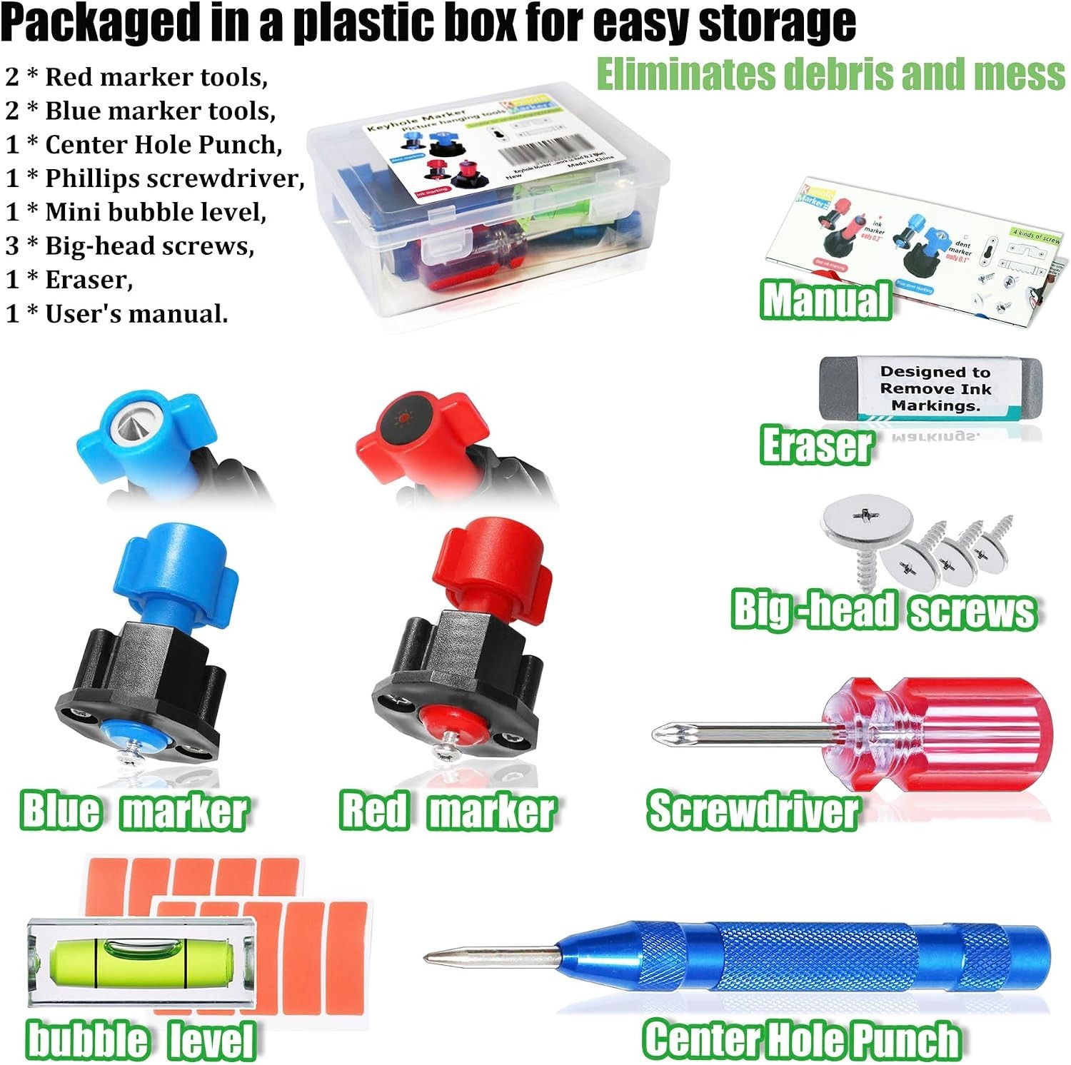 Versatile Wall Hanging Kit with Tools for Keyhole & Sawtooth Frames – 10 lbs Max