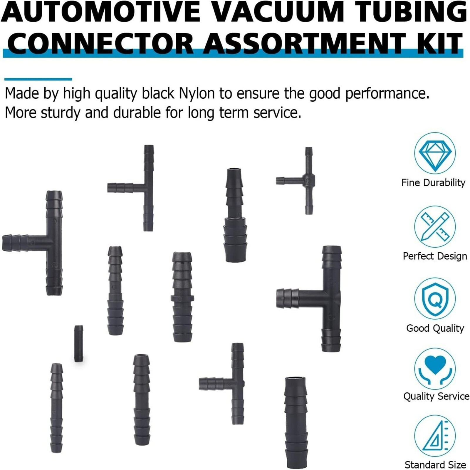 113Pcs 12 Sizes Barbed Type Automotive Vacuum Connector Assortment Kits US STOCK