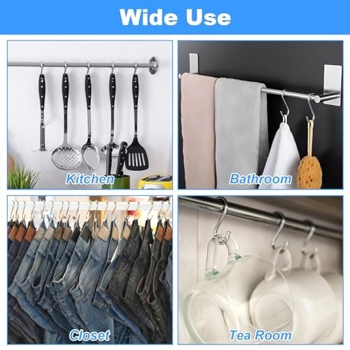 50 Pcs Heavy Duty S Hooks – 304 Stainless Steel, 2″ Metal Hangers for Kitchen, W