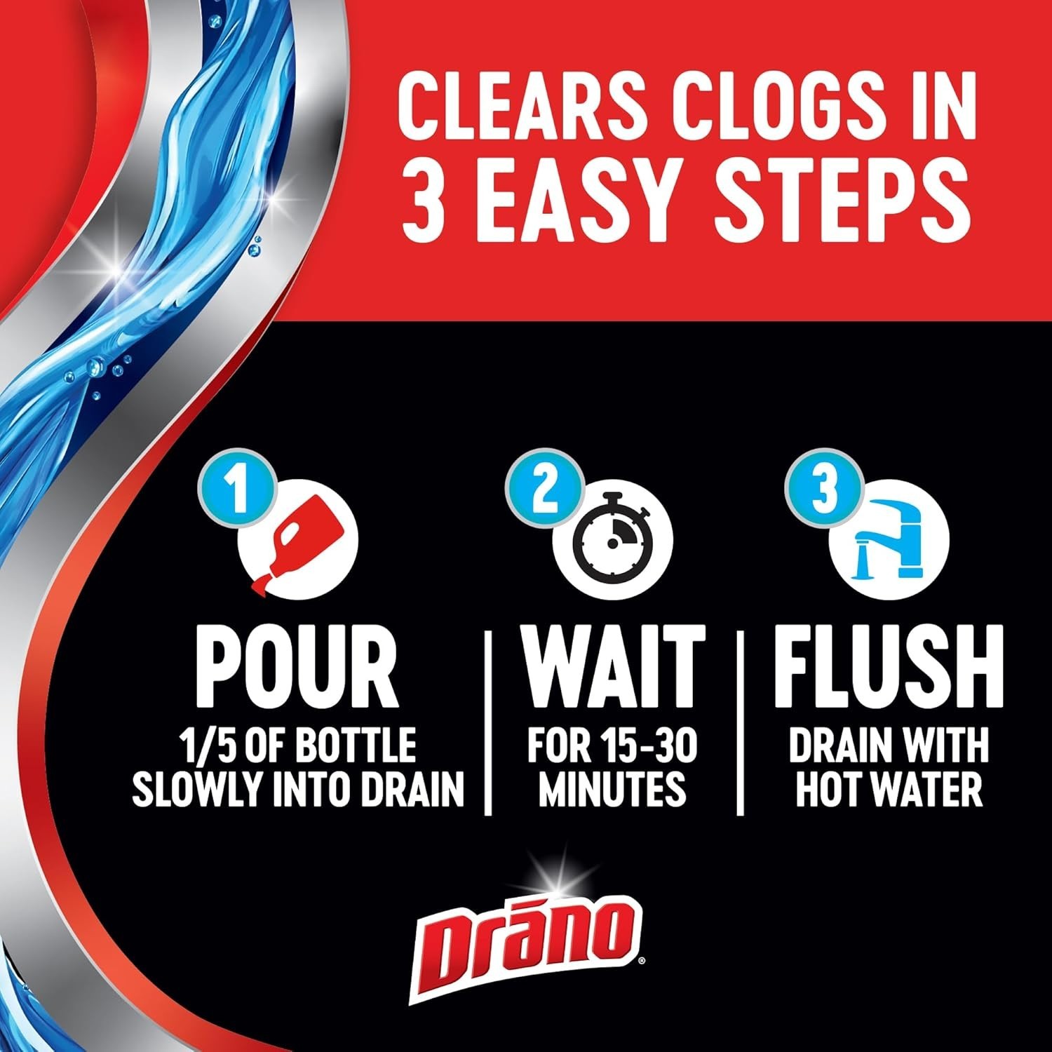 Drano Max Gel Drain Clog Remover & Cleaner, Fast-Acting to Unclog Standing Water