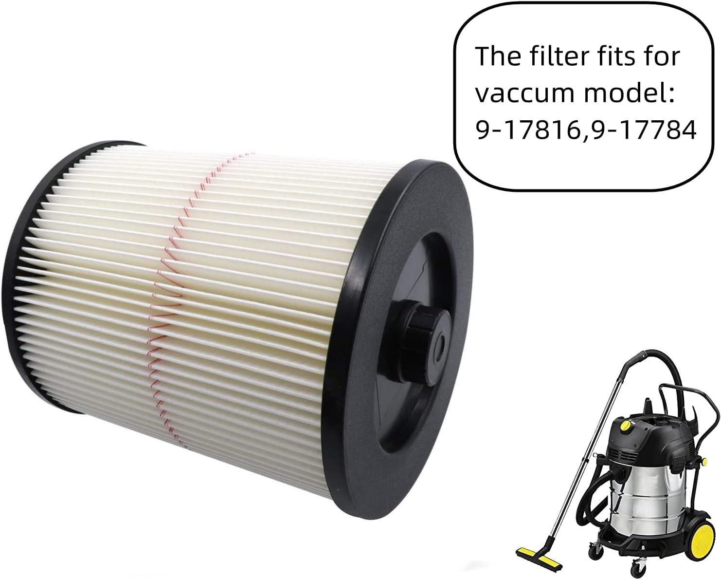 17816 Replacement Filter for Craftsman 17816, 9-17816 Wet/Dry Vacuum Cleaner Com