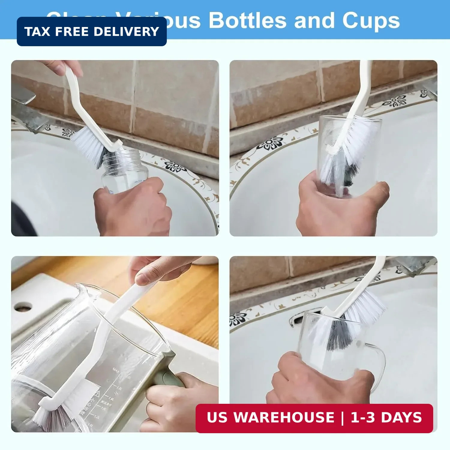 11Pcs Crevice Cleaning Brush Set, Hard Bristle Cleaning Supplies for Kitchen, Ba