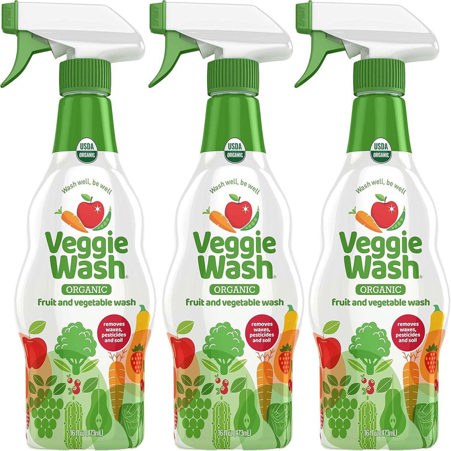 Veggie Wash Certified Organic Fruit and Vegetable Cleaner Pack of 3 16 Fl Oz