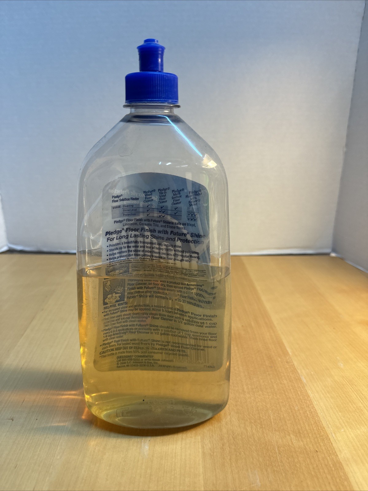 Vtg Pledge Future Floor Finish 27 oz Long Lasting Shine Acrylic Wax Cleaner 1/2
