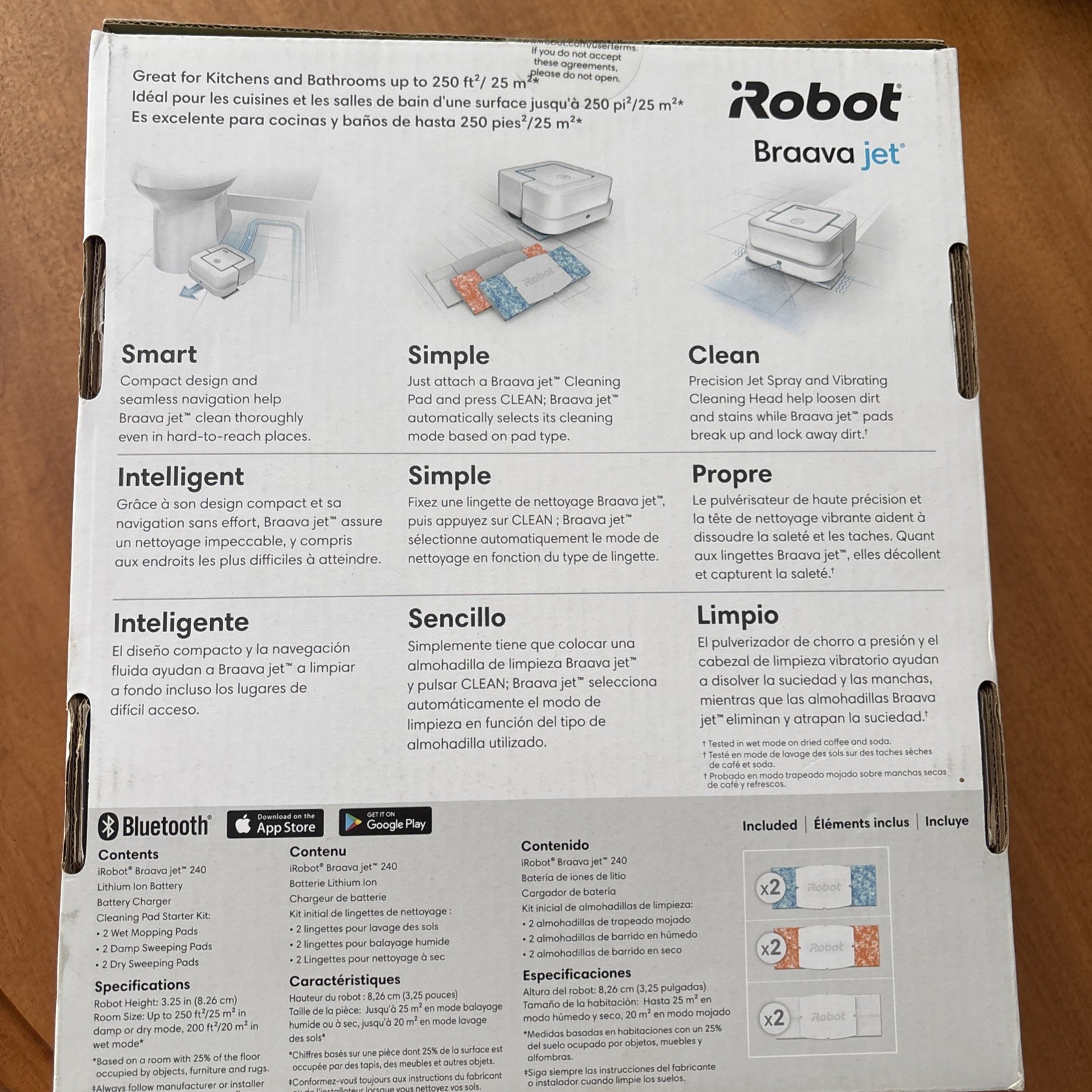 iRobot Braava Jet 240 White Automatic Bluetooth Compact Smart Mopping Robot NEW