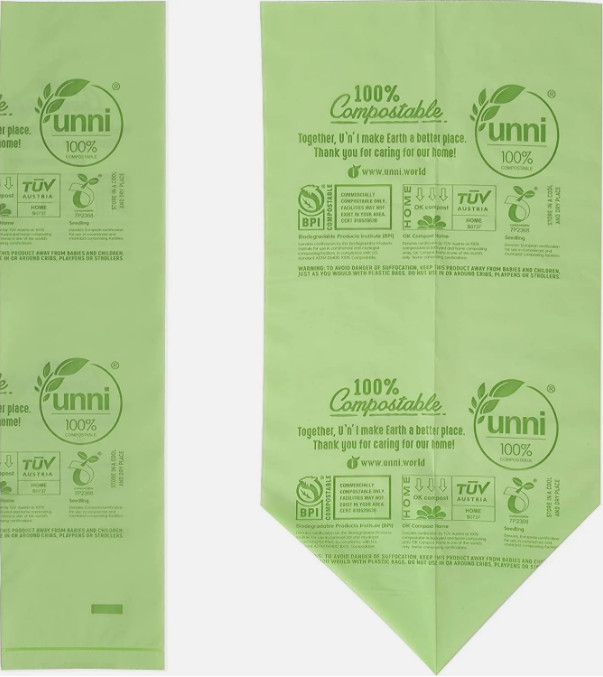 100% Compostable Trash Bags 2.6 Gallon 9.84 Liter 100 Count Extra Thick 0.71 Mil