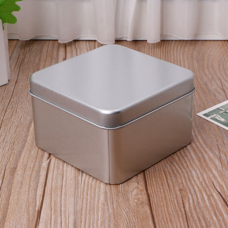 9x9cm Small Metal Tin Silver Storage Box for Case For Money Coin Candy