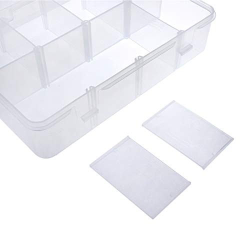 8 Grids Clear Plastic Organizer with Adjustable Dividers, 7.9×4.9×1.65 in