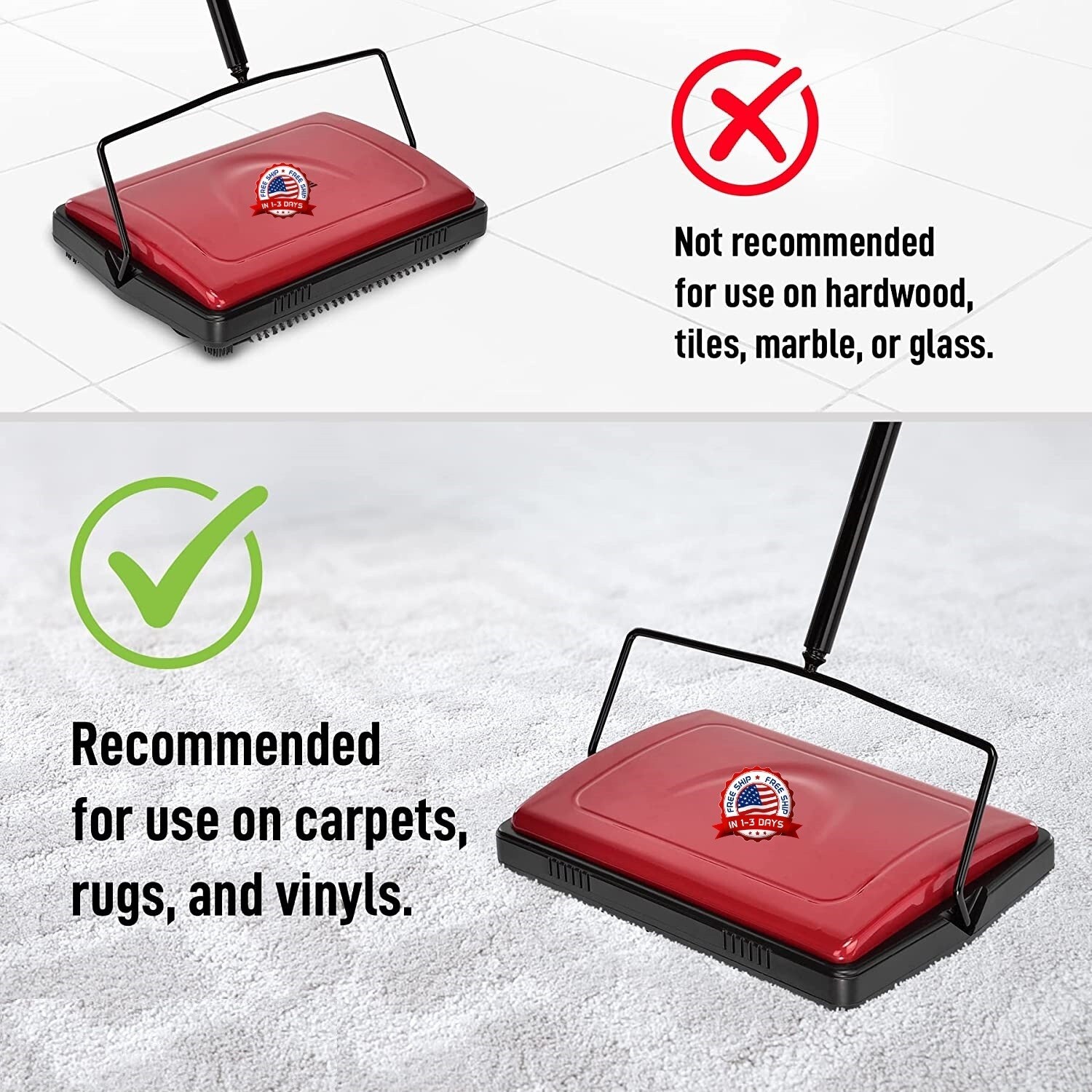 Escoba Cepillo Para Pisos Profesional Alfombras Trabajo Pesado Manual Calidad
