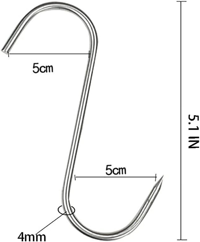 20Pcs Stainless Steel Meat Butcher Hooks for Hanging Drying BBQ Grilling Sausage