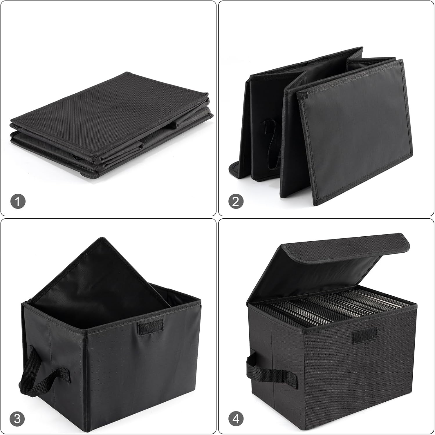 7-Inch Vinyl Storage Box, Set of 2 Stackable Case with Lid | Durable Nylon, Hold
