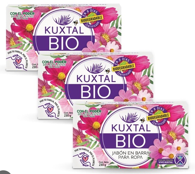 3Pack JABON Y SUAVIZANTE 2-1 EN BARRA KUXTAL 230g / LAUNDRY BAR SOAP