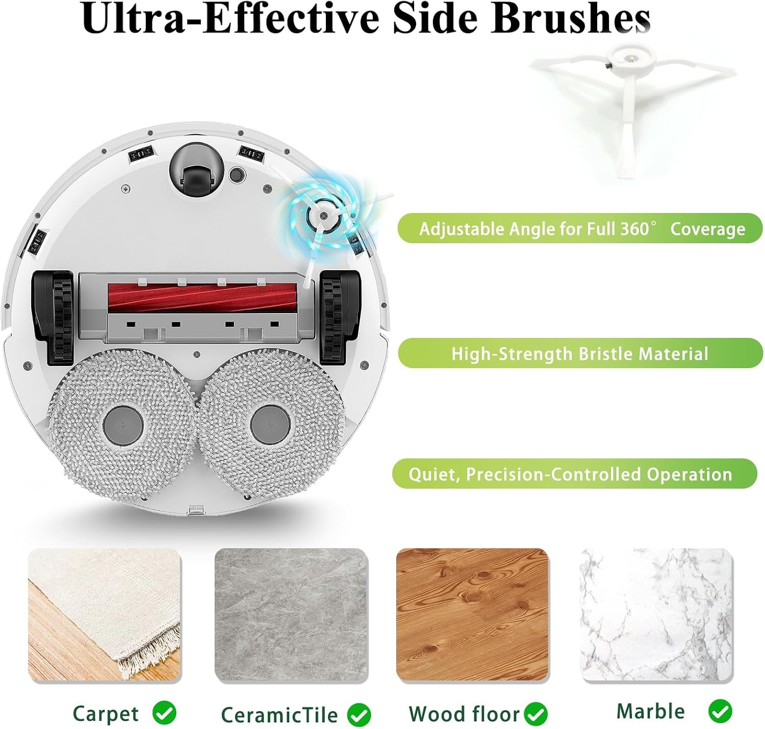Side Brushes Replacement Compatible with Roborock Q Revo Qrevo S Qrevo Pro