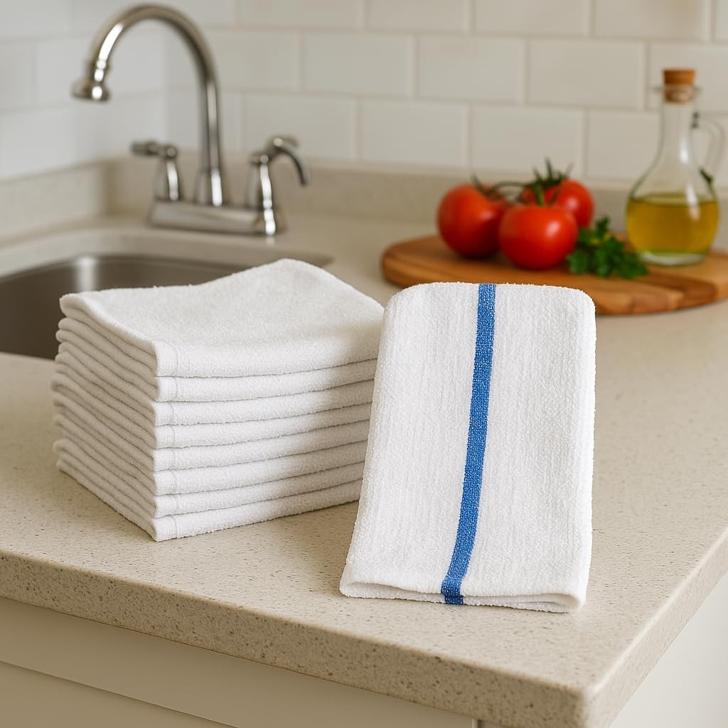 Bar Mop Towels – 12 Pack (16″x19″) – 100% Cotton High Absorbency Kitchen Towe.