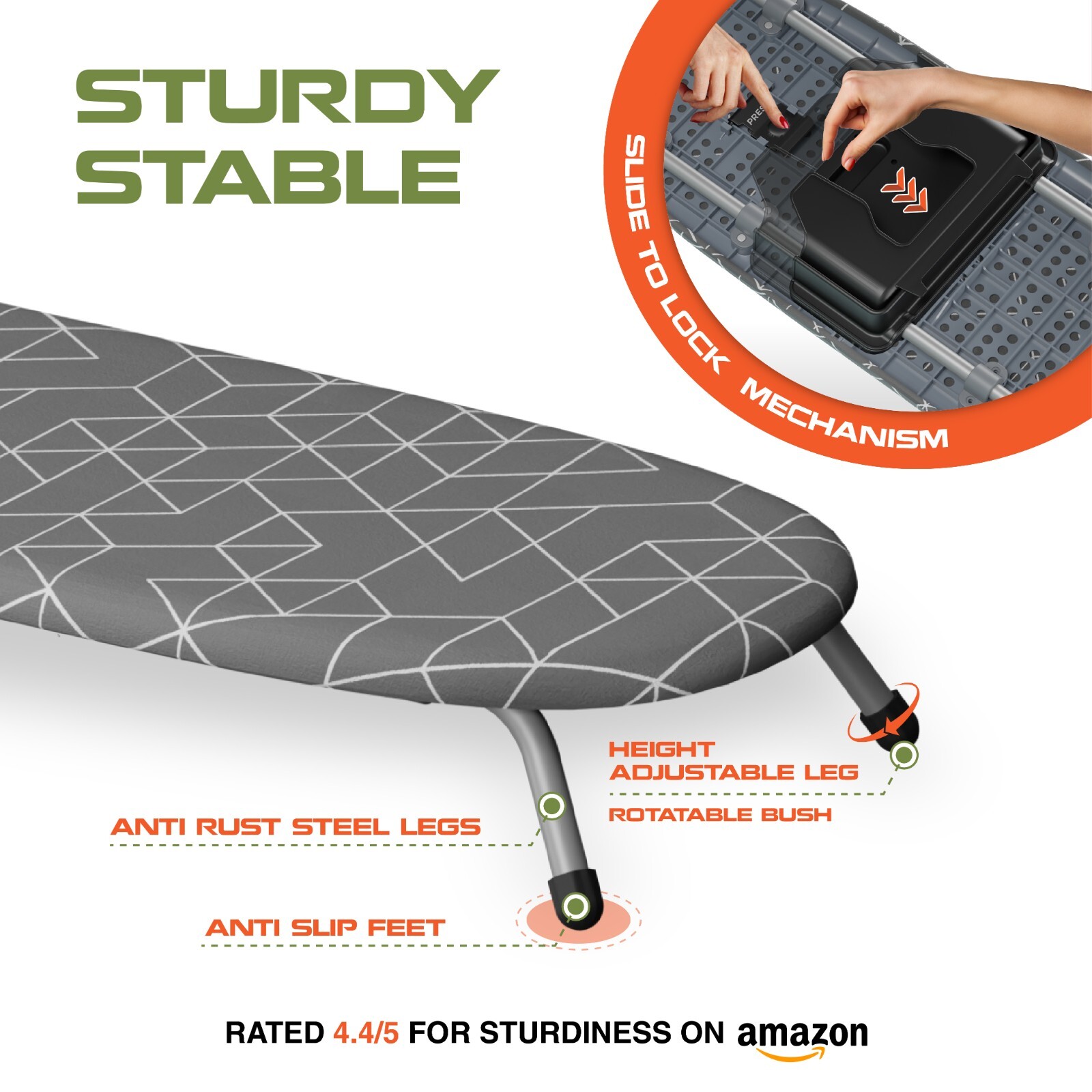 Xabitat Table Top Ironing Board W/ Wall Mount & Iron Holder |Foldable | Portable