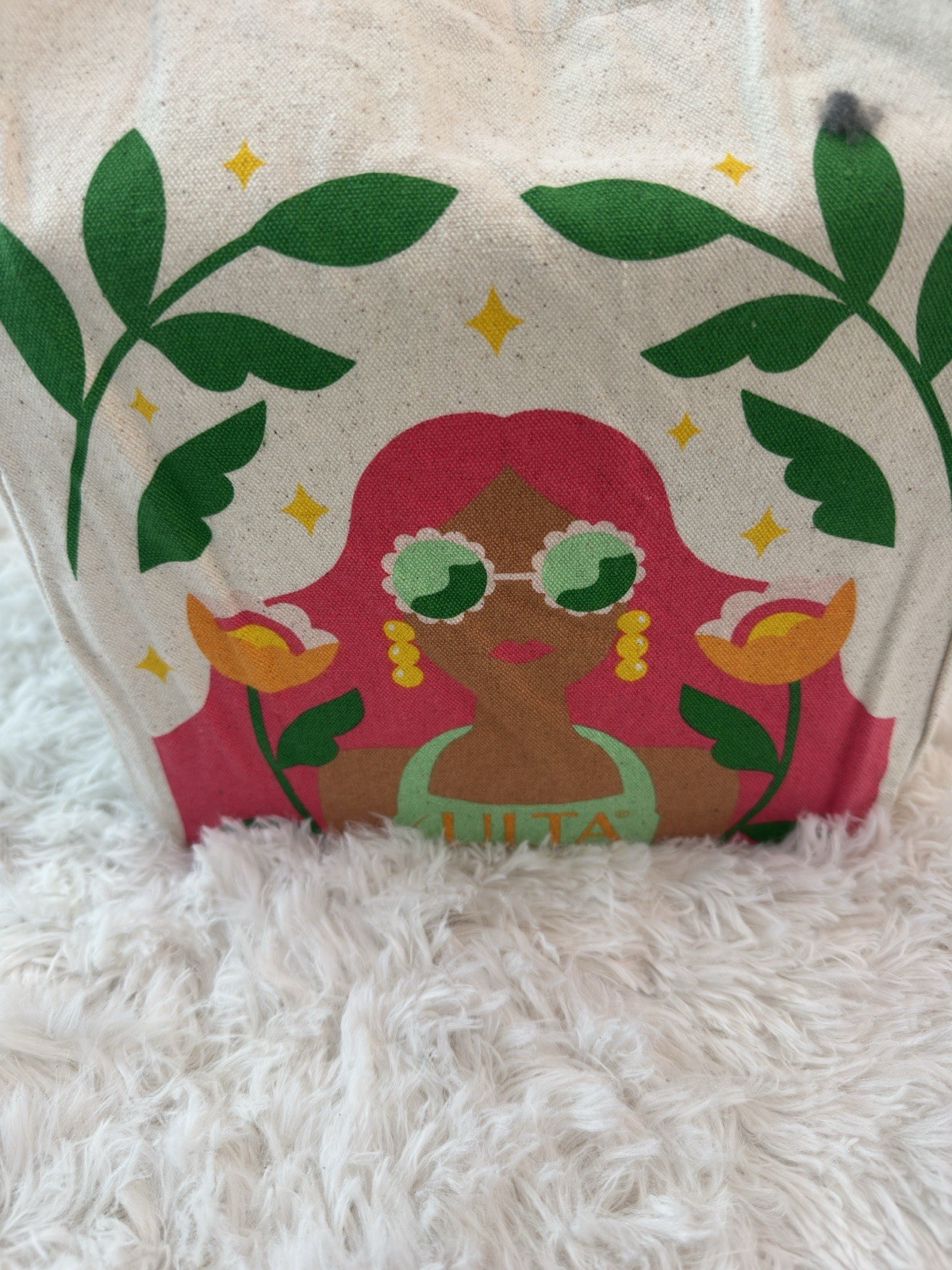 ULTA Foldable Canvas Reusable Shopping Bag Floral Pop Art Multicolor Design