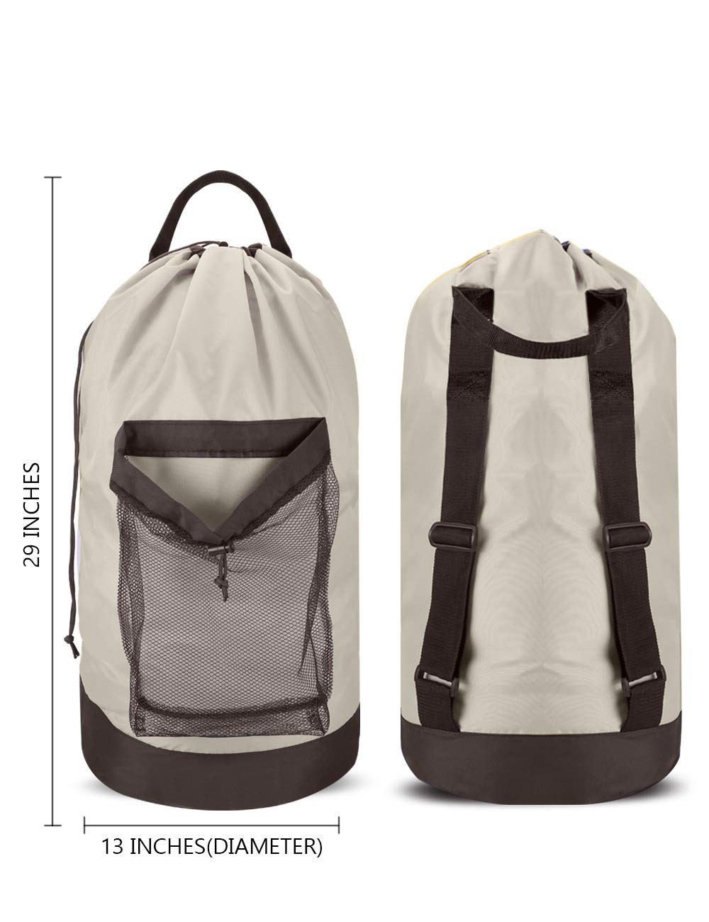 Dalykate Backpack Laundry Bag, 115L Large Hamper with 29x13Inches, Khaki