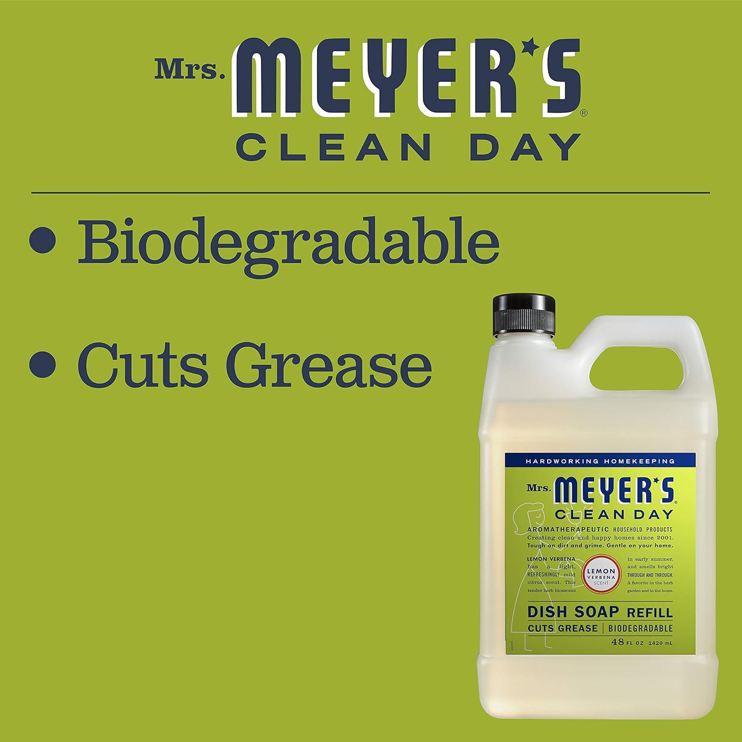 Mrs. Meyer’s Clean Day Liquid Dish Soap Refill, Biodegradable Formula
