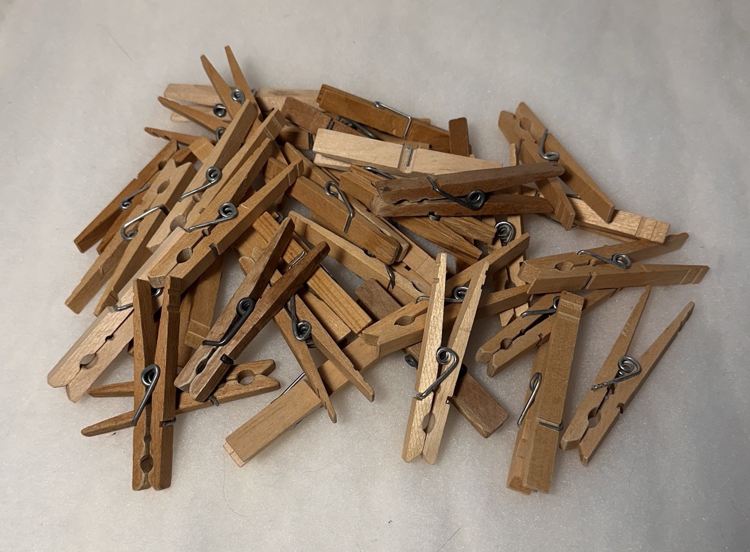 50 Clothes Pin Lot Vintage Round Top and Wire Spring Mixed Patina 2.75” – 4”