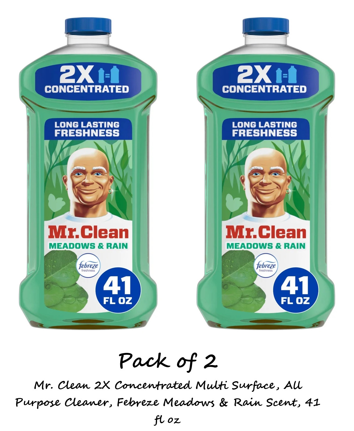 Mr. Clean 2X Concentrated Multi Surface Febreze Meadows & Rain Scent 41 fl oz x2