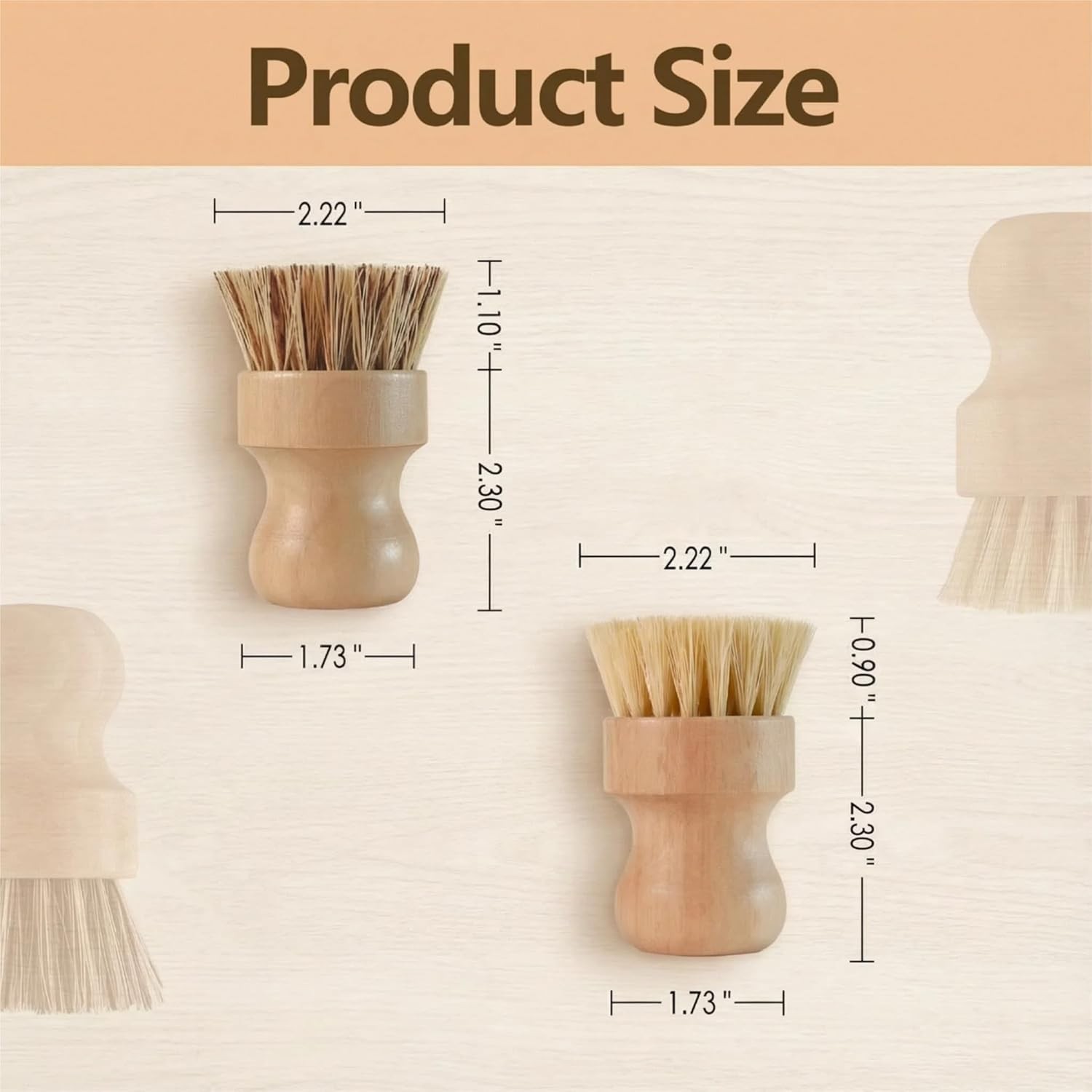 Wooden Dish Scrub Brush – Natural Fiber Kitchen Dish Scrubber Set, for Cleani…