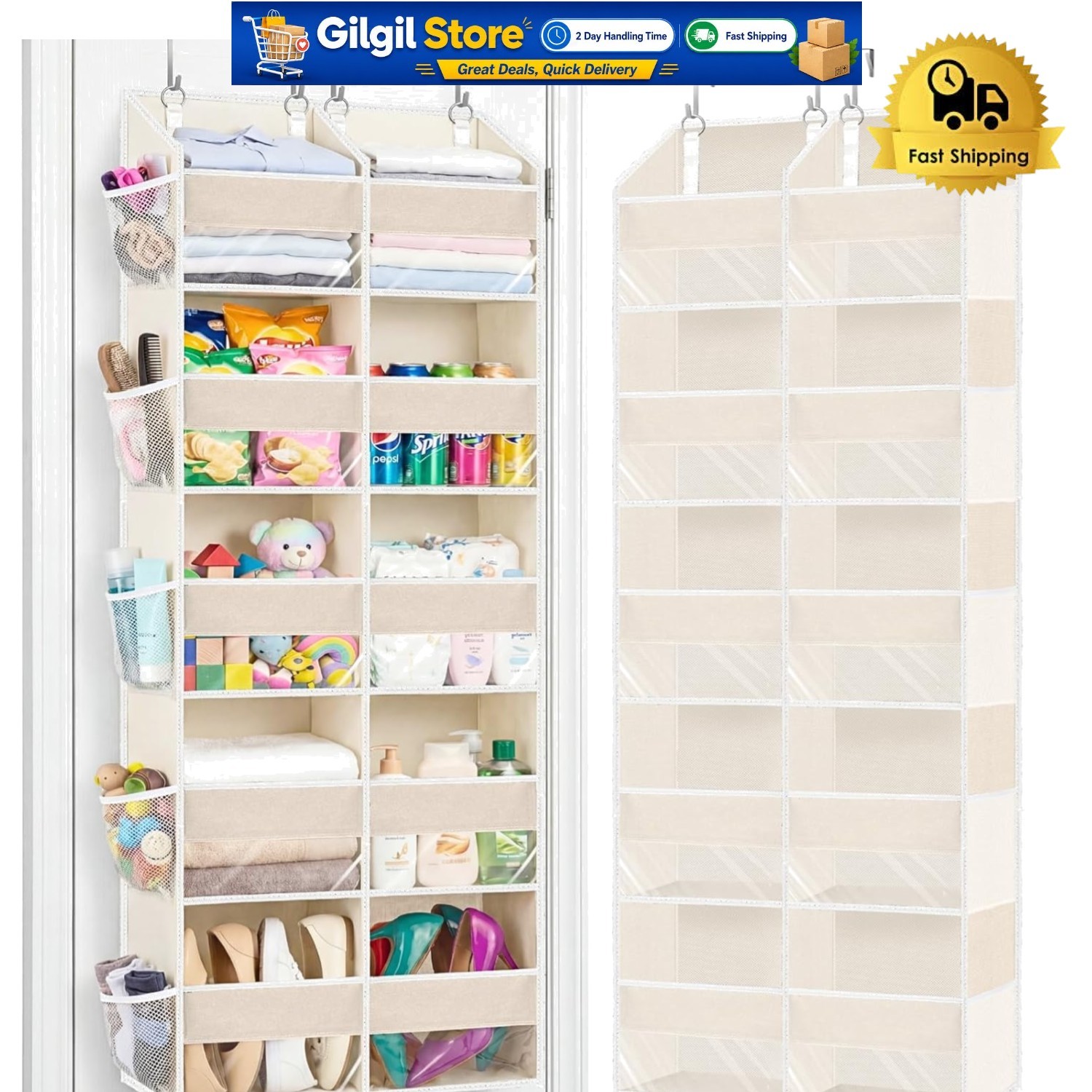 Eco-Friendly 5-Tier Hanging Storage Organizer for Baby & Home – 80 lbs Capacity