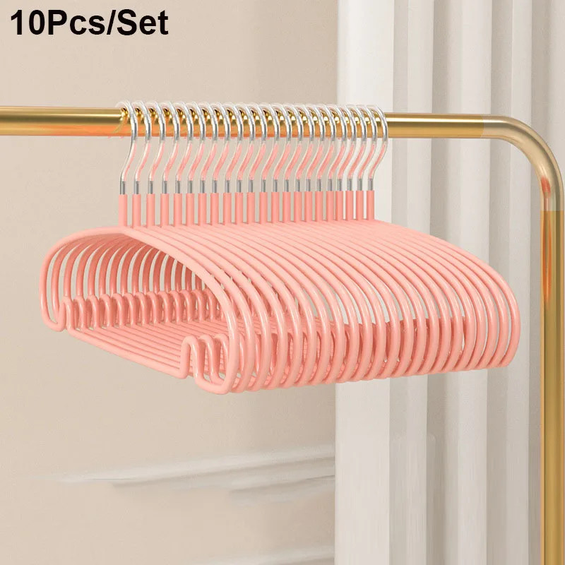 10Pcs Non-Slip Hanger Metal Clothes Hangers No Trace Thicken Suit Coat Shirt Pan