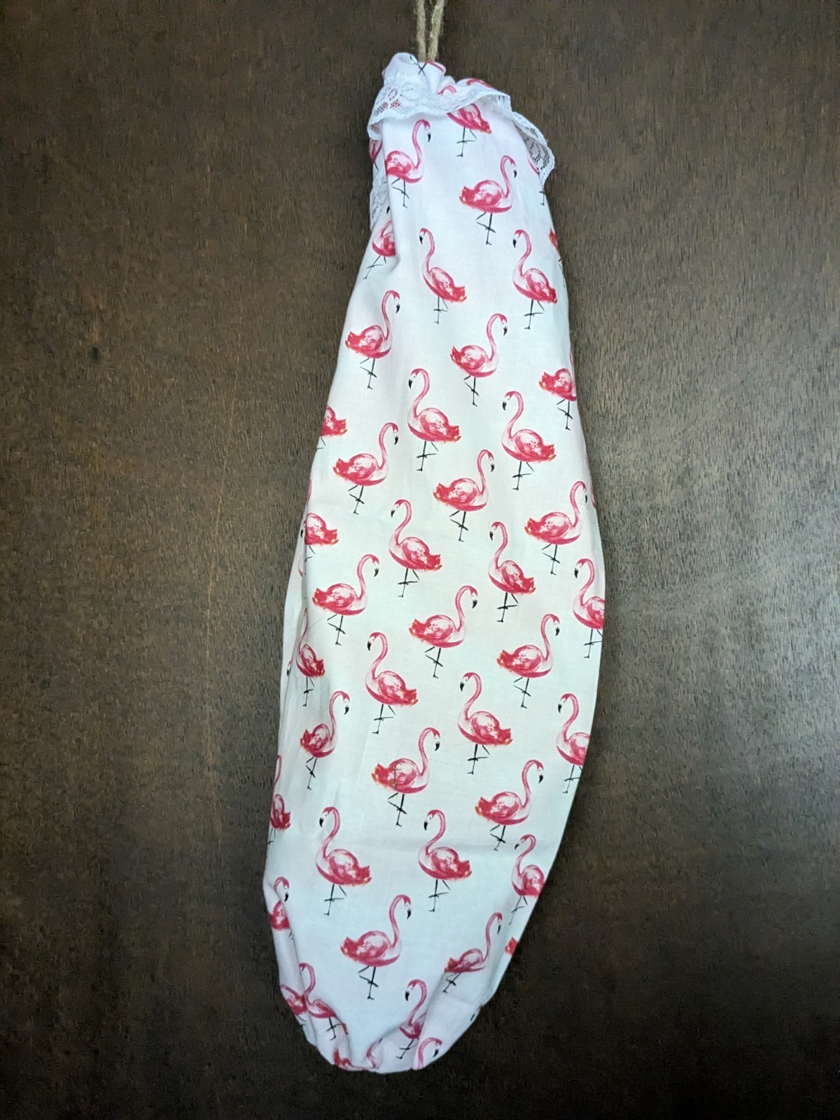 Flamingo, Flamingos all over Grocery Bag Holder, New, Grammy Made