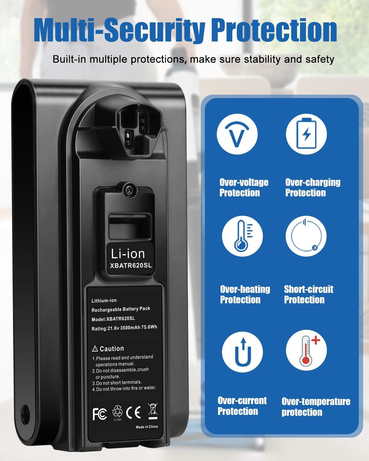 3.5Ah 21.6V Vacuum Battery Replacement for Shark XBATR620SL Battery Compatible
