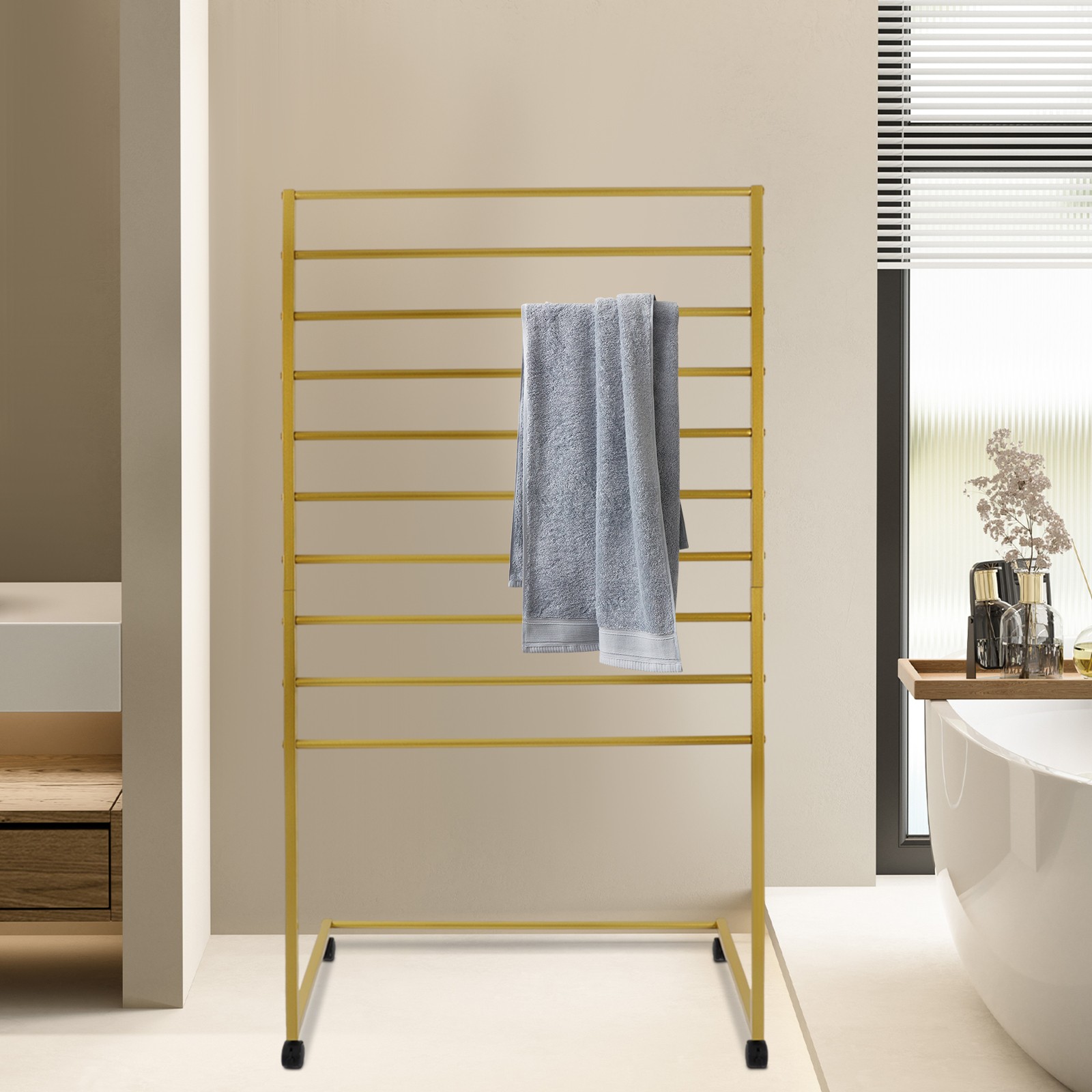 10 Tier Scarf Display Stand Metal Scarf Holder Organizer Rack w/ Wheels 80*40cm
