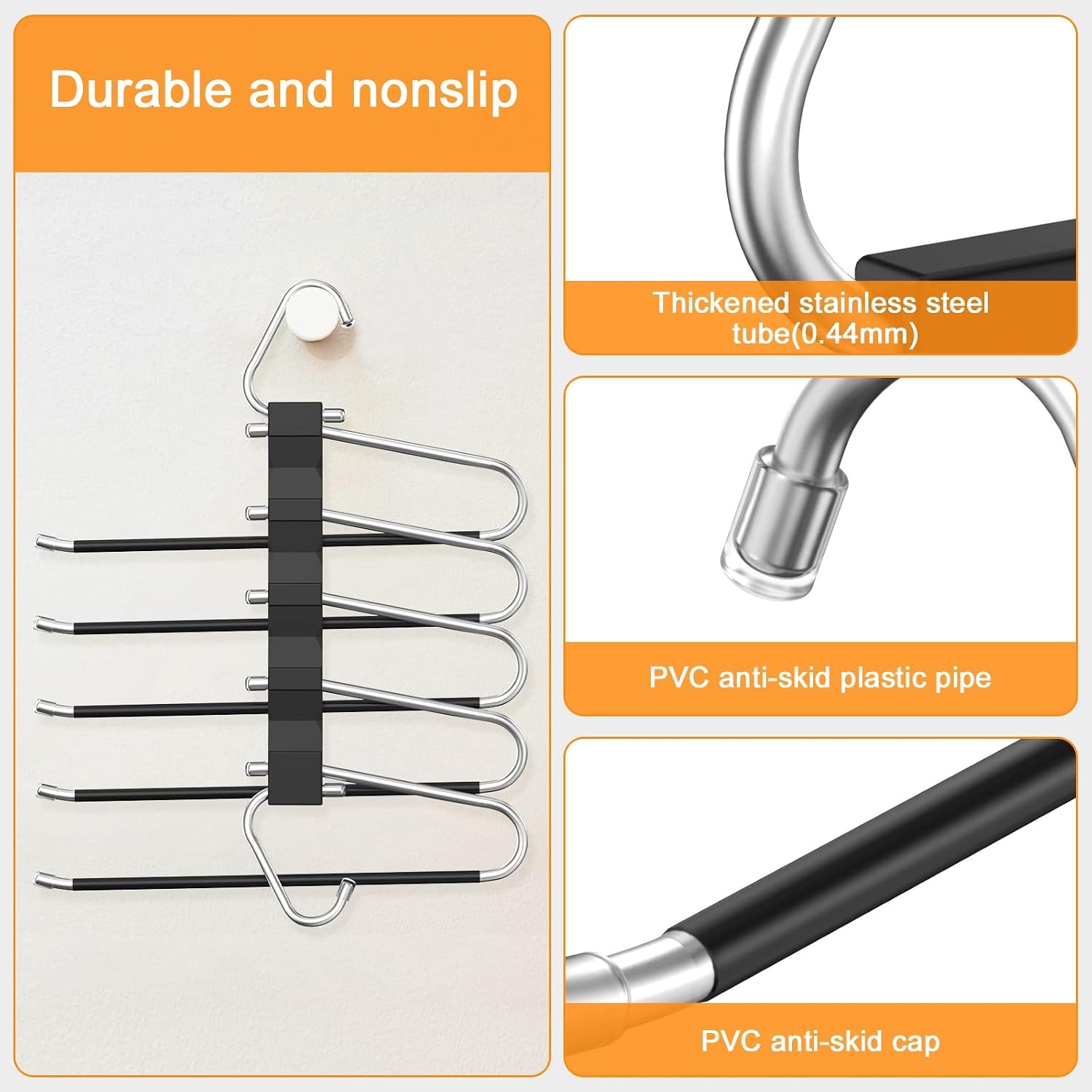 2 Pack Pants Hangers Space Saving, Anti-Slip Multi-Functional Pants Rack,