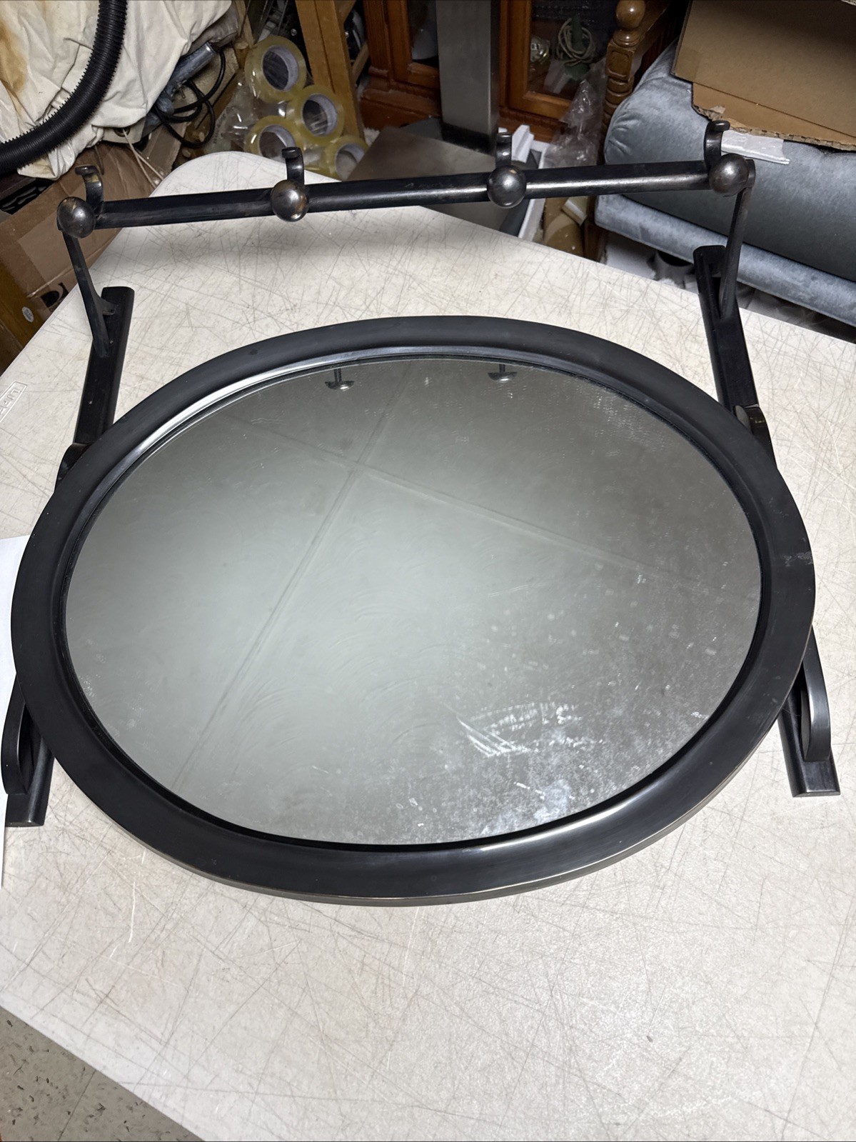 Mirror Oval 23″ W/Hooks Dark Bronze By Z GALLERIE.