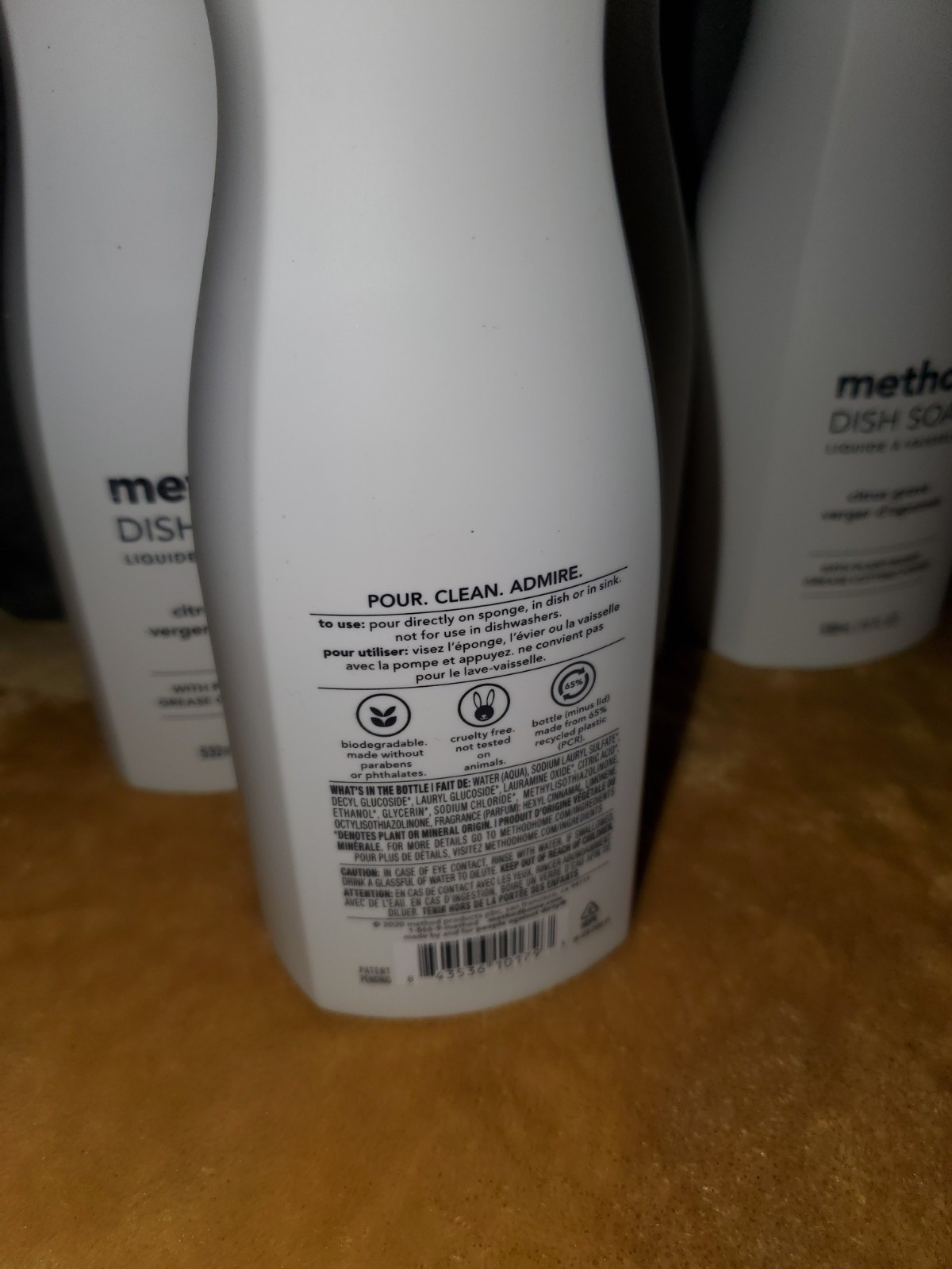 Lot of (4) Method Dish Soap CITRUS GROVE 18 oz. each