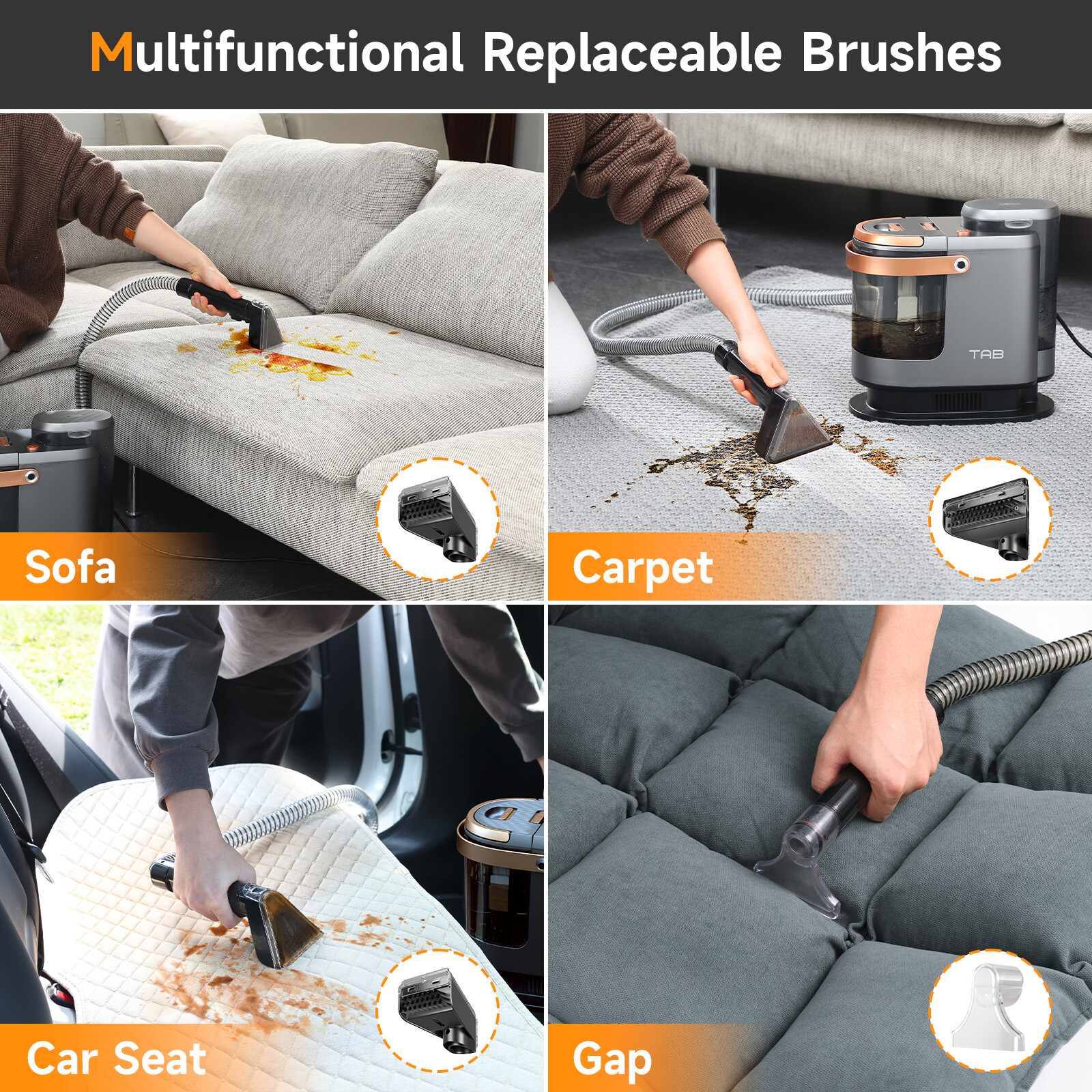 Carpet Cleaner Machine 18Kpa Strong Suction, 600W Powerful Motor, Portable Uphol