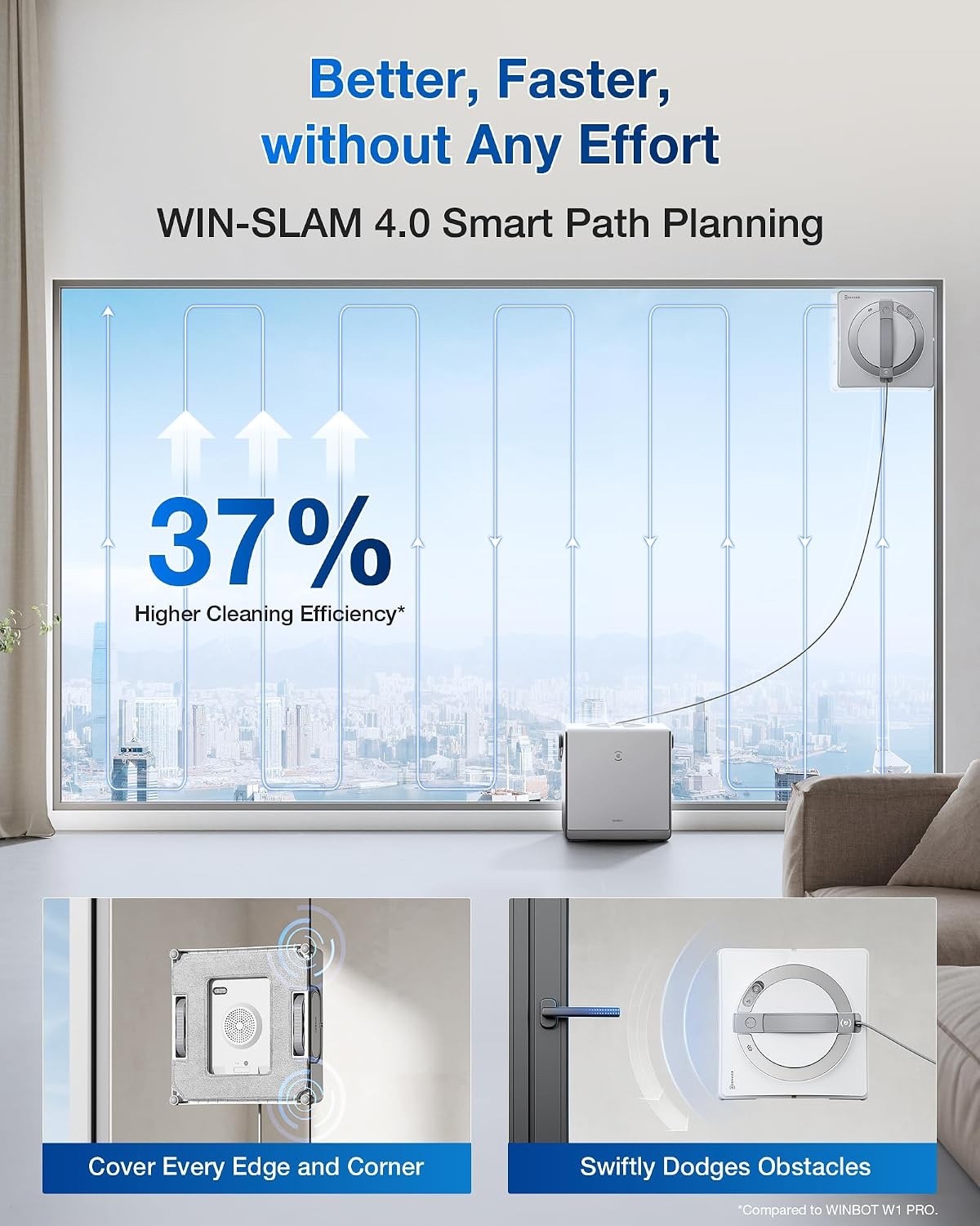 ECOVACS WINBOT W2 Pro Omni Portable Window Cleaning Robot, Intelligent Climbing