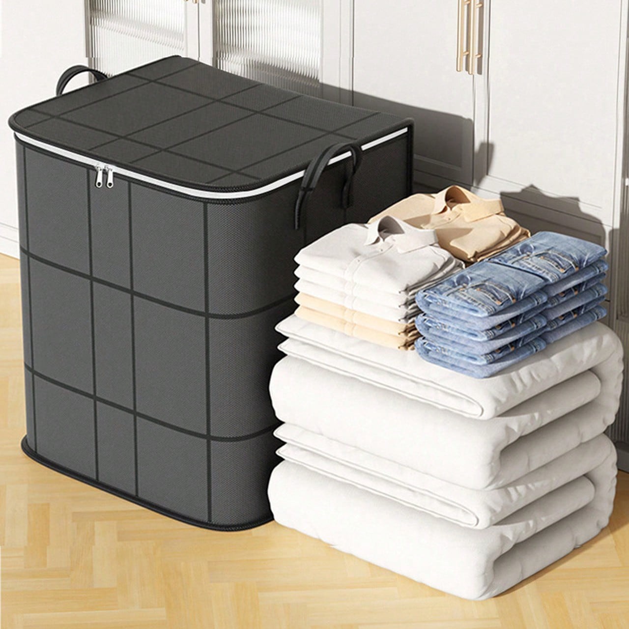 1pc XL Capacity Foldable Clothes Storage Bag, Home Goods,Blanket Dust Cover Bag