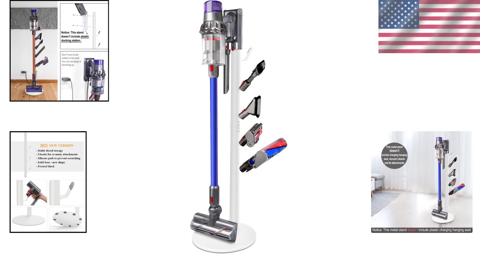 Universal Vacuum Cleaner Docking Station with 5 Hooks – Sturdy & Stylish White
